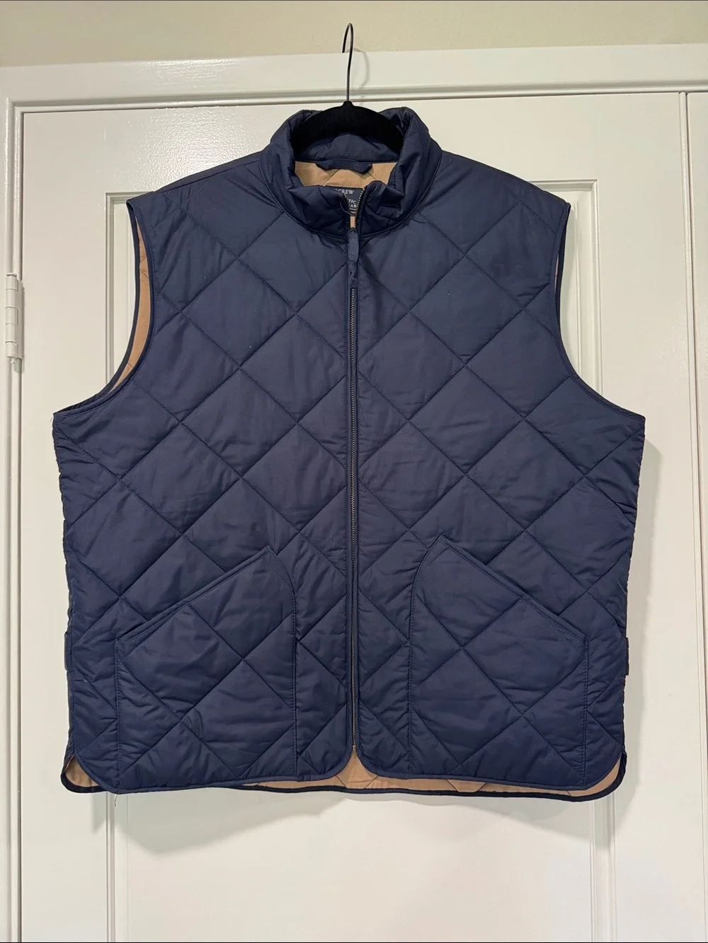 J. Crew Quilted Vest in Navy and Tan